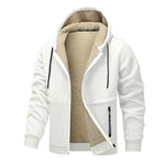 Thick Sherpa Lined Hooded Zipper Jacket - white