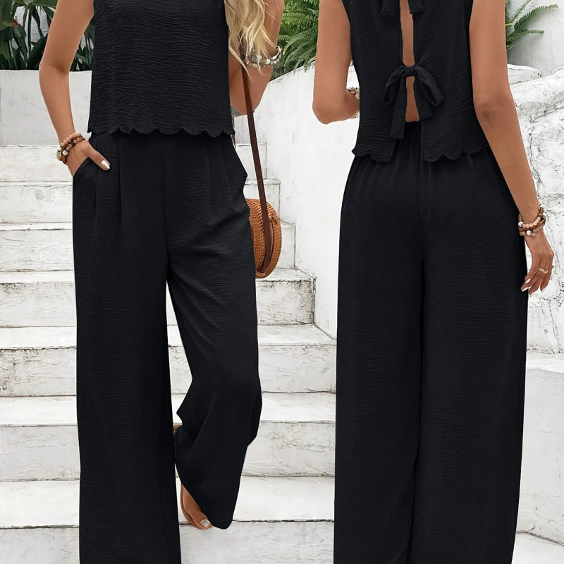 Tank Top Casual Pants Set - black