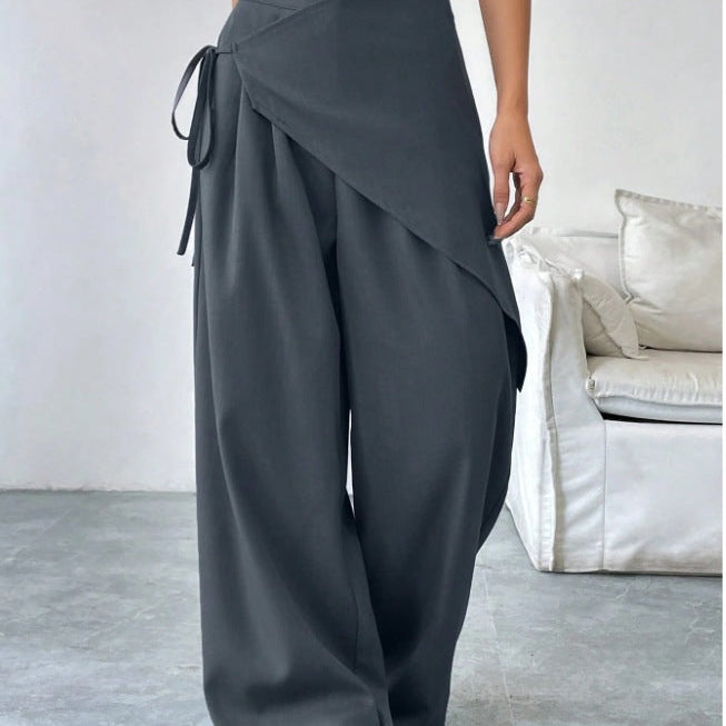 Casual Wide-leg Straight Pants - grey