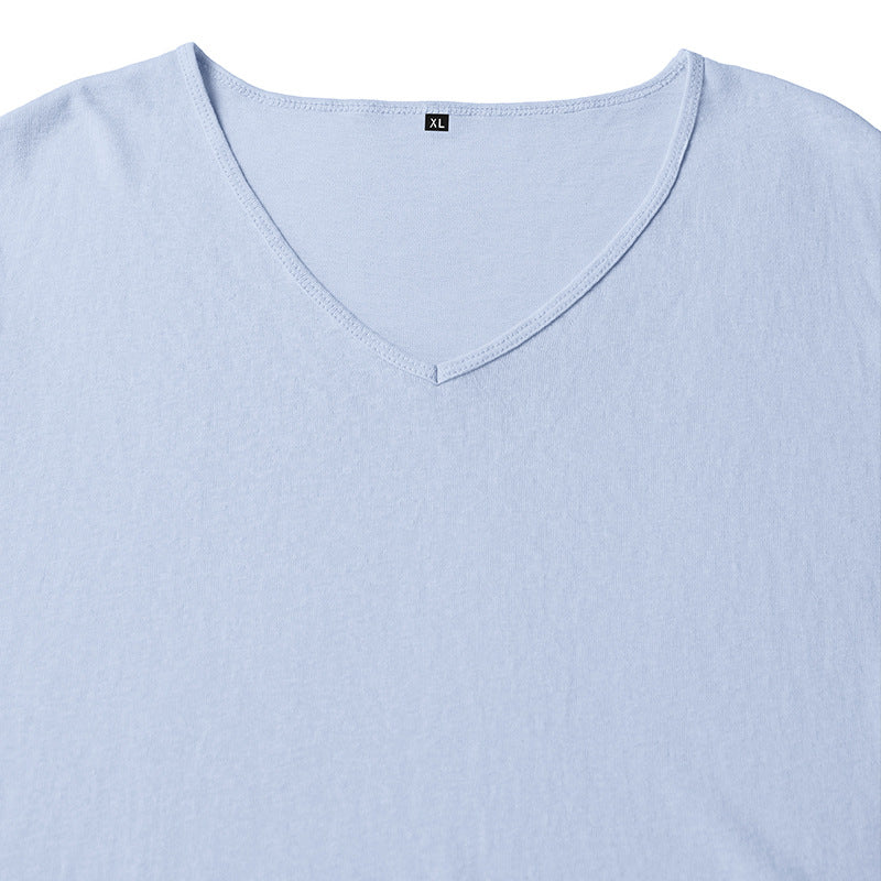 Men's Textured V-Neck Long Sleeve Top - light blue