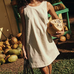 Backless Sleeveles Dresses - white