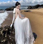 French-style Halter Light Wedding Gown