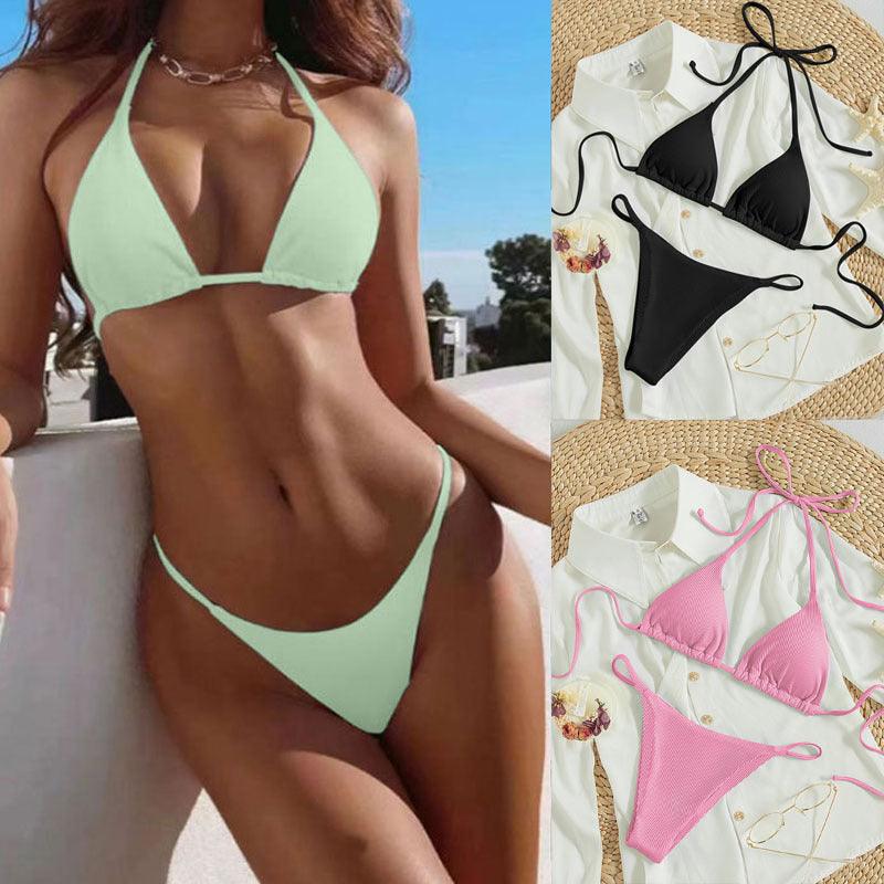 Luxury High-Waist Hanging Neck Tie Bikini