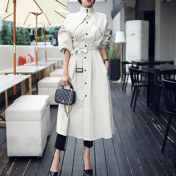 Bat Sleeve Trench Coat - Beige