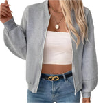 Zip Up Long Sleeve Sweatshirt -runwayfashionista.com