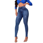 High Waisted Elastic Jeans - Blue (S-XXL)