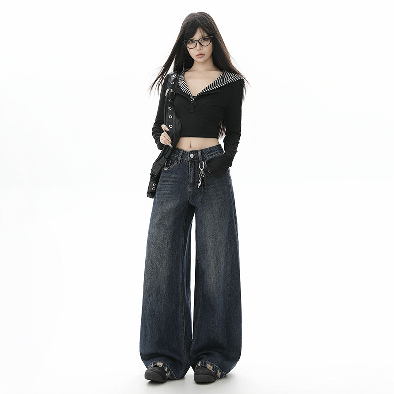 High Waist Loose Slim Straight Leg Long Pants