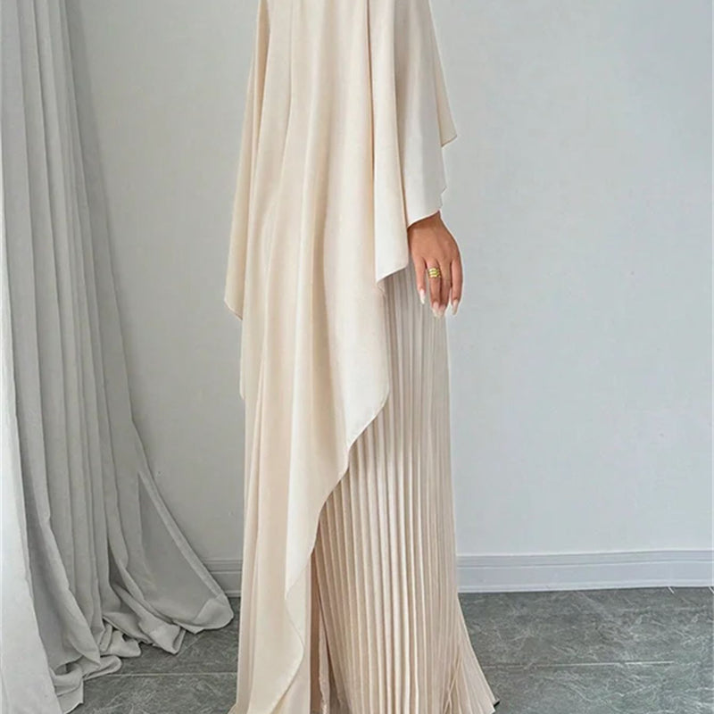 Loose Batwing Sleeve Maxi Dress - milky white