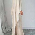 Loose Batwing Sleeve Maxi Dress - milky white