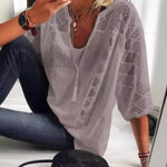 Romantic Sophistication: The U-Neck Hollow Out Lace Patchwork Top - White