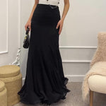 Ruffled Pleated Maxi Skirt - black
