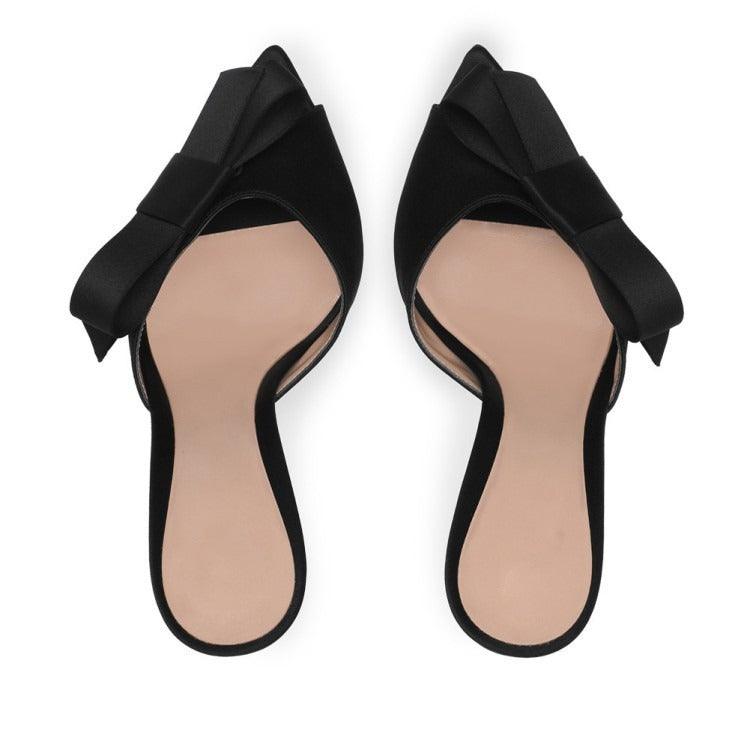 Pointed bow thin high heels
