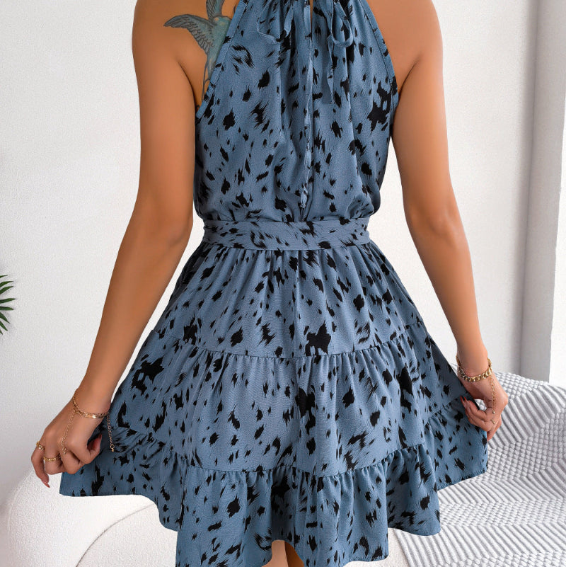 Leopard Print Ruffled Swing Dress
