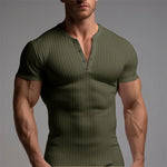V-neck Button T-shirt - green
