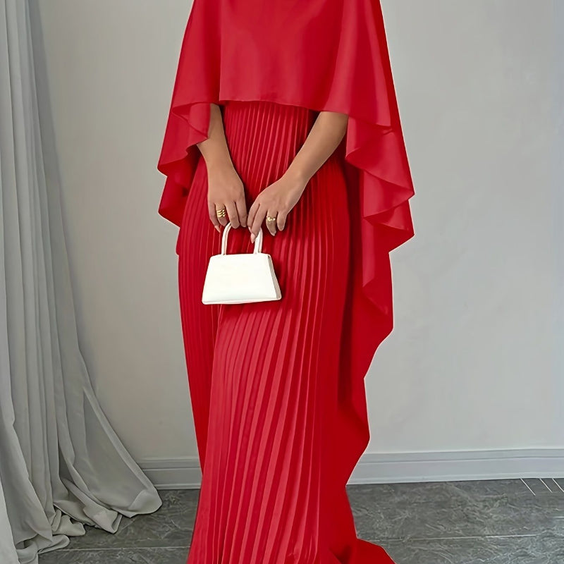 Loose Batwing Sleeve Maxi Dress - red
