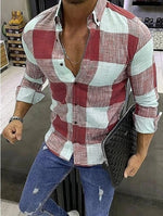 Men's Bold Windowpane Plaid Check Button-Down Long-Sleeve Casual Shirt — 5 Colours
