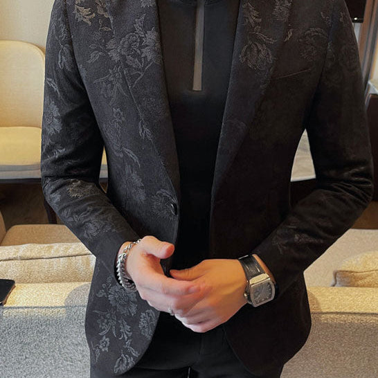 Slim Fit Floral Print Casual Blazer
