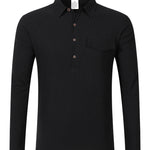 Men's Linen Blend Half-Button Shirt - black