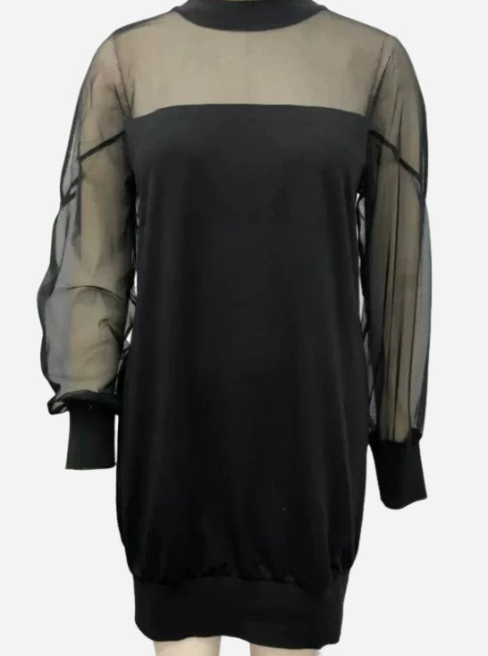 O Neck Long Sleeve Pullover Party Dresses - black