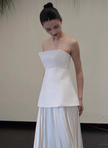 Graceful Tube Top White Engagement Gown