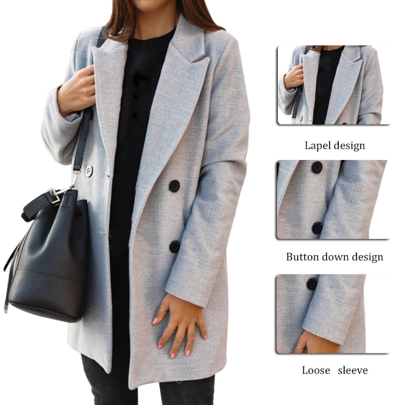 Winter Long Woolen Coats - light grey