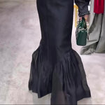 Black Structured Organza Mermaid Maxi Skirt