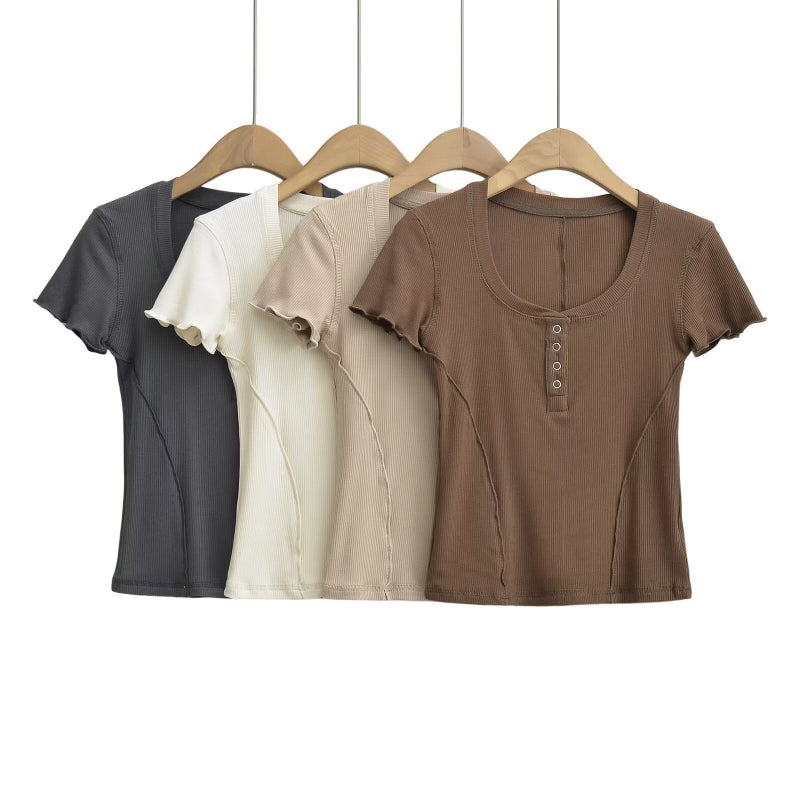 Slim fit threaded short sleeved T-shirt