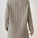 Slit johnny collar long sleeve sweater - runwayfashionista.com