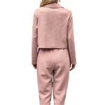 Plaid texture snap down top and pants set - runwayfashionista.com