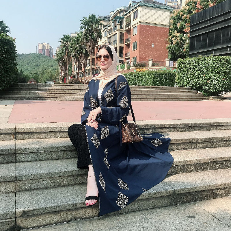 Vintage Embroidered Strappy Coats - Navy Blue
