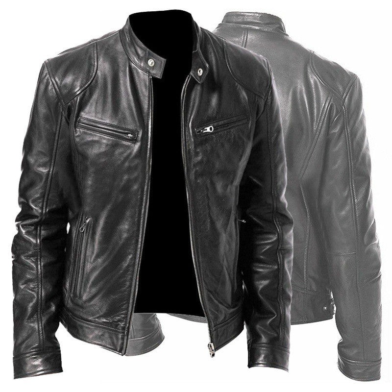 Men's Zip-up PU Leather Jacket
