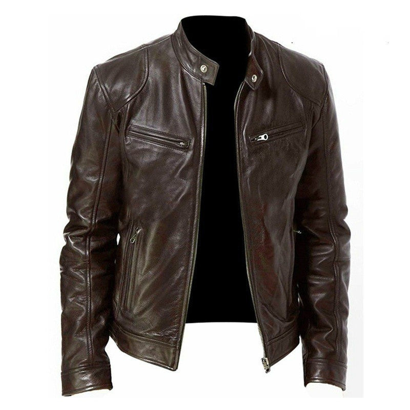 Men's Zip-up PU Leather Jacket