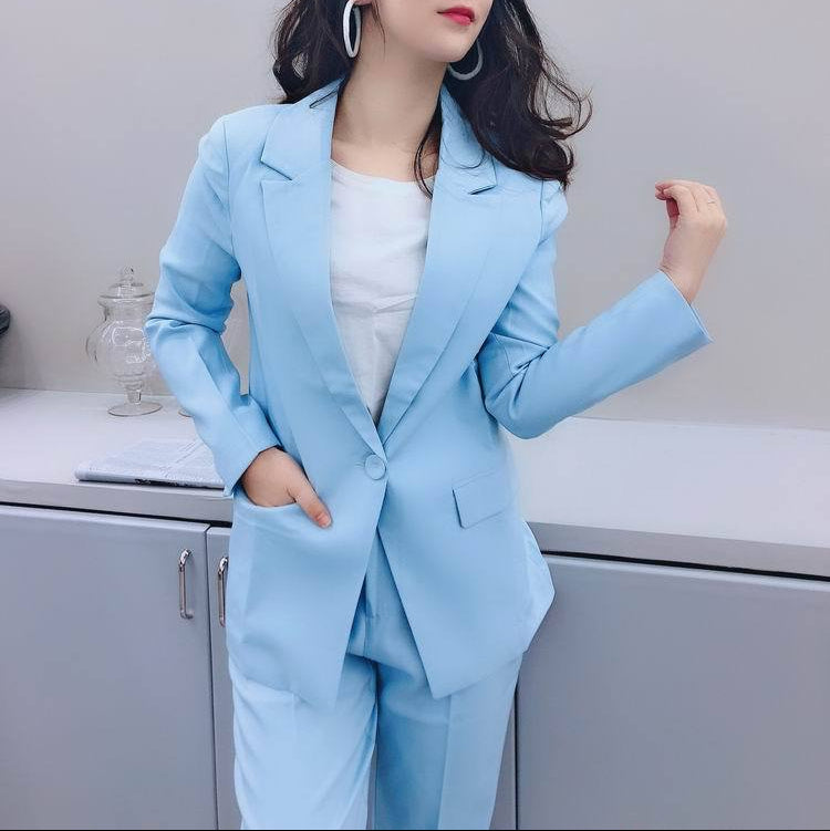 Professional Formal Two-Piece Suits - light blue