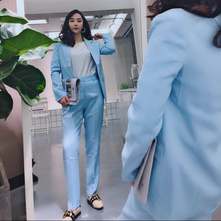 Professional Formal Two-Piece Suits - light blue