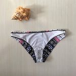 High-Neck Halter Geometric Tribal Print Bikini Set