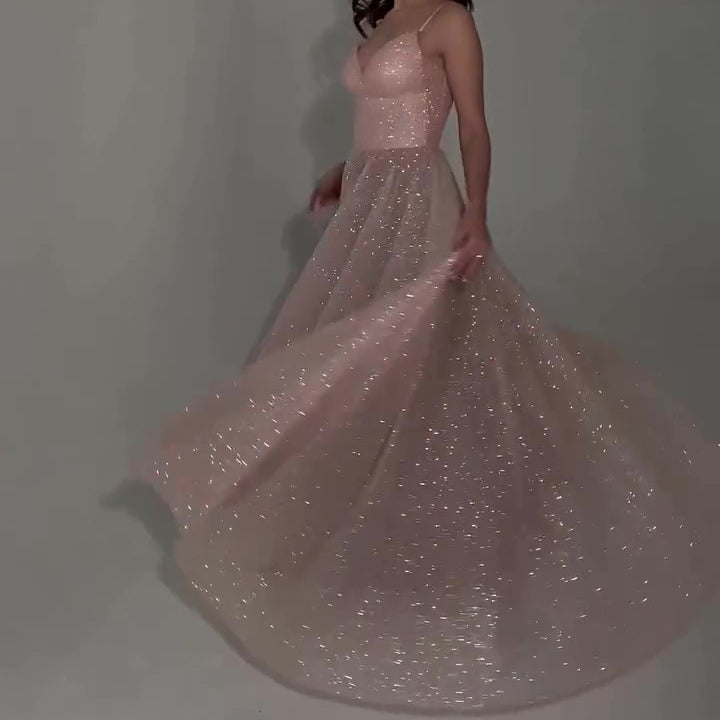 Sequined Backless Evening Maxi Dress
