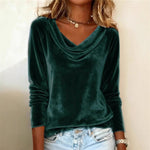 Shimmering Velvet Long Sleeve Loose Blouse