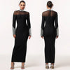 Elegant High Neck Long Sleeve Fitted Sequined Dress