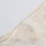 Apricot Cream Satin Cold-Shoulder High-Halter Billowy Sleeve Ruffled-Cuff Asymmetric Blouse