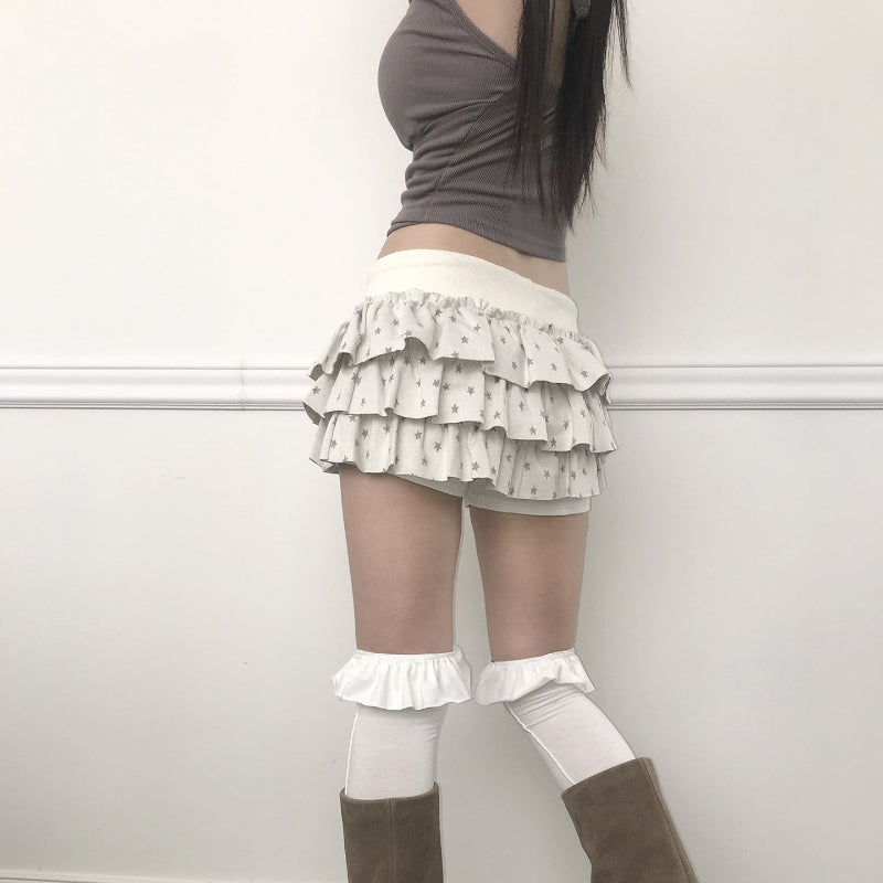 Audacious Double-Layer Cake Mini Skirt