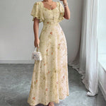 Elegant Slim Midi Dresses - light yellow