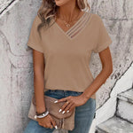 V-neck Short Sleeve Lightweight Blouse