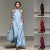 Resort Style Ruffled Halter Neck Sleeveless Maxi Dress