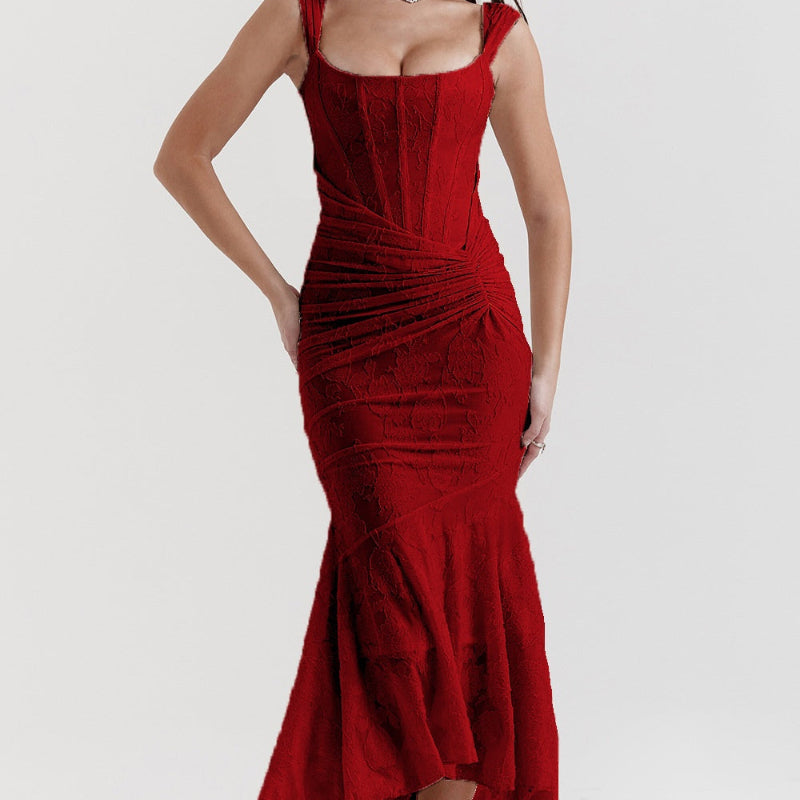 Off-shoulder Backless Sexy Evening Midi Dress