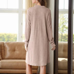 Notched long sleeve mini dress - runwayfashionista.com