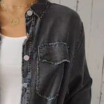 Pocketed Button Up Long Sleeve Denim Jacket - runwayfashionista.com