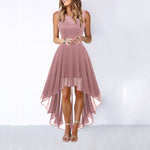 Lace Patchwork Chiffon Dress - apricot
