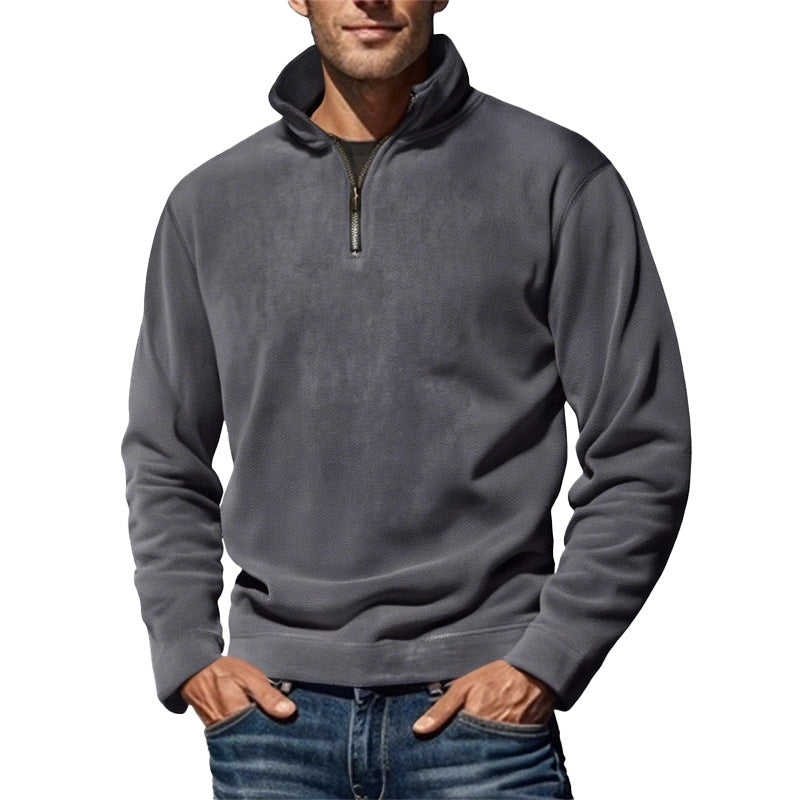Simple Casual Stand Collar Pullover Sweater - grey