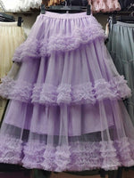 Multi-layer Fungus Edge Stitching Mesh Skirts - runwayfashionista.com