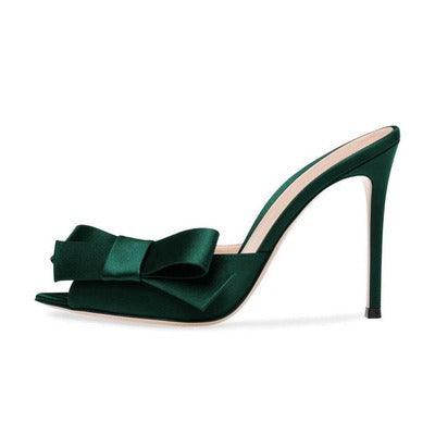 Pointed bow thin high heels